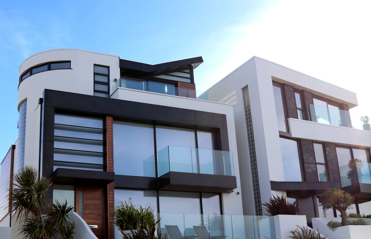 Modern residential building with balconies